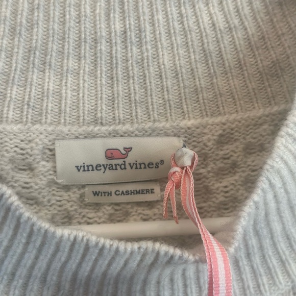 NWT Vineyard Vines Aran Stitch Mock Neck Sweater XL Heather Gray Wool Cashmere - Picture 4 of 8